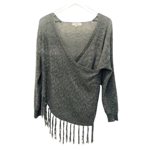 ENTRO Crossover Fringe Sweater Grey Small - Picture 3 of 11